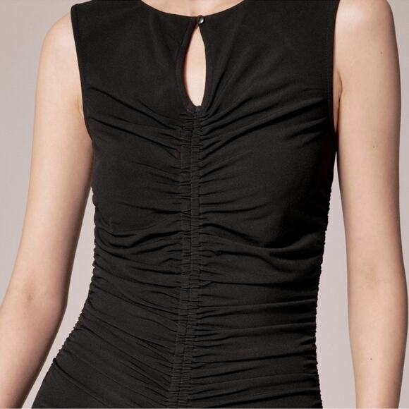 J. Crew Ruched Center Seam Dress in Matte Jersey in Black - Picture 2 of 9